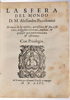 Piccolomini, Alessandro (1508-1579) La Sfera del Mondo.