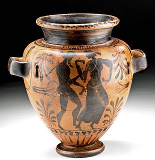 Etruscan Black Figure Stamnos, Satyr & Maenad w/ TL