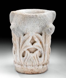 Byzantine Marble Mortar with Botanical Design