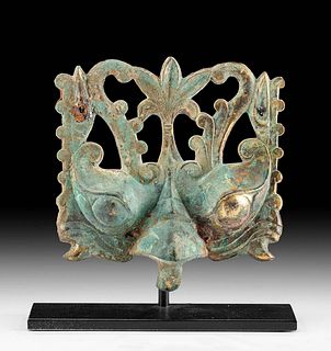Chinese Wei Dynasty Gilt Leaded Bronze Taotie Applique