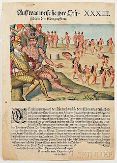 De Bry, Theodor (1528-1598) Eight Hand-colored Illustrations of Native American Indians.