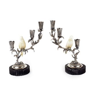 Pair of .915 Silver Candlesticks