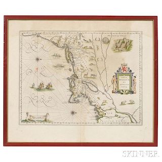 North America, East Coast, Maine to Virginia. Willem Janszoon Blaeu (1571-1638) Nova Belgica et Anglia Nova.