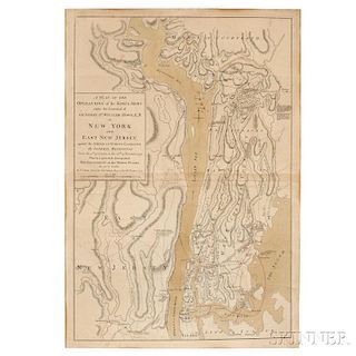 Revolutionary War Map, New York and New Jersey. William Faden (1750-1836) and Claude Joseph Sauthier (1736-1802) A Plan of the Operatio