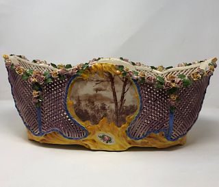 1800s Basket designed floral dÌ©cor vase/ Dish