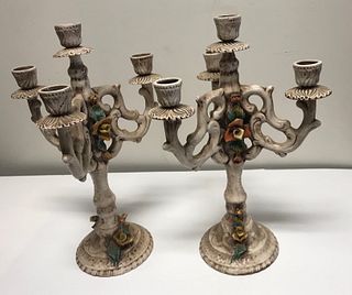 Twin CAPODIMONTE candle stick holders