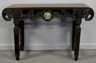 Chinese Carved Hardwood Altar Table with Marble