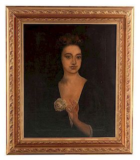 Portrait of a Lady Holding a Flower 