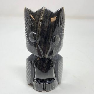 5" Black Onyx owl eyes false idol