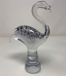 Gorgeous Crystal swan etched inset signed by artist