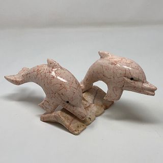 Marble tandem PINK DOLPHINs on swivel posts
