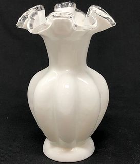 FENTON ANTIQUE White Milk Glass Vase