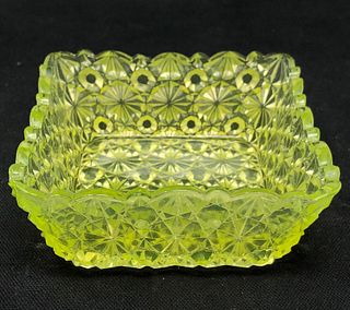 Fenton Vaseline Uranium Glass Candy Dish Hobnail