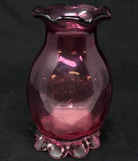 Cranberry depression glass vase