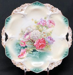 Antique RS PRUSSIA 10" ROSES PLATE