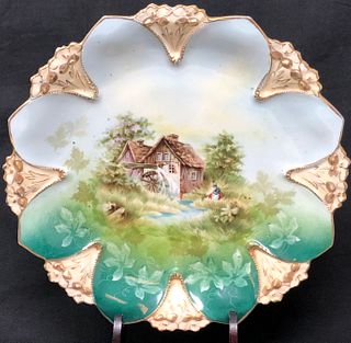 Antique RS Prussia Country Cottage Plate