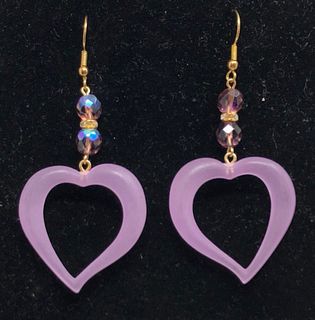 Vintage 80S Earrings Purple Hearts
