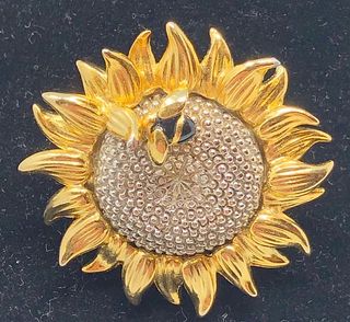 Sunflower pinwheel goldenleaves sparkleseedstones pin