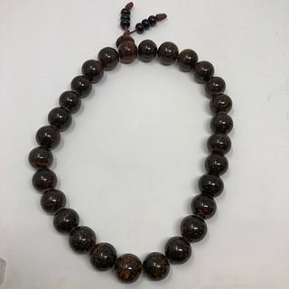 Lovely Dark Amber LARGE bead 22 inch necklace with two