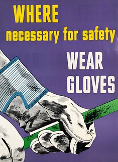 Safety Poster: WHERE, Necessary for Safety, WEAR Gloves