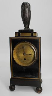 Lenzkirch Bronze "Wise Old Owl" Mantel Clock.