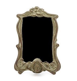 An Art Nouveau Bronze Dressing Mirror 12 1/2 x 7 3/4 inches.