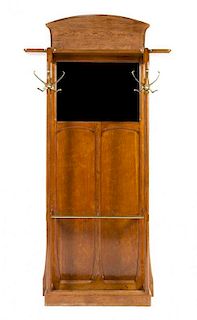 A French Art Nouveau Oak Hall Stand, School of Nancy Height 74 1/2 x width 43 x depth 8 inches.