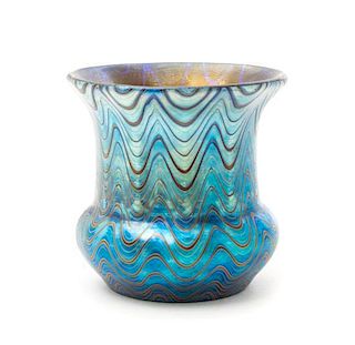 A Loetz Cobalt Glass Phaenomen Genre Vase Height 2 7/8 inches.