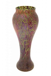 * An Austrian Iridescent Glass Vase Height 12 inches.