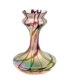 An Austrian Iridescent Glass Vase Height 5 3/4 inches.