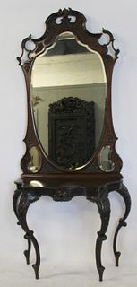 Victorian Finely Carved Mahogany Console & Mirror