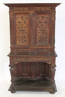 Antique Highly & Finely Carved Continental Cabinet