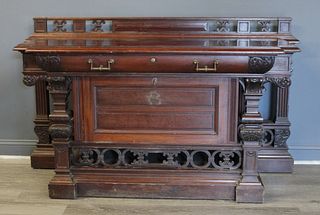 Victorian Walnut Drop Front 1 Drawer Console /