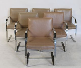 6 Pace Collection Chrome & Leather Upholstered