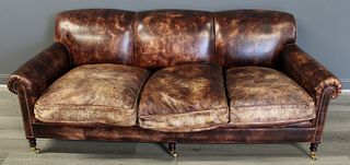George Smith Leather Upholstered Sofa.