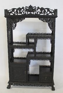 Antique Highly & Finely Carved Asian Hardwood