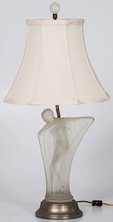 Art Deco Frosted Glass Figural Lamp 