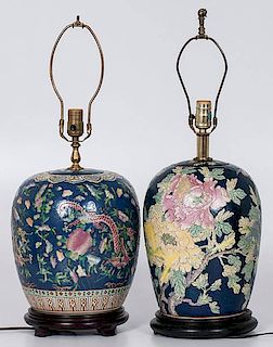 Two Chinese Ginger Jar Lamps 