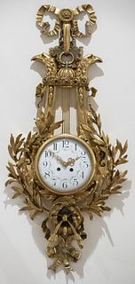 Louis XVI Style Gilt Bronze Cartel Clock