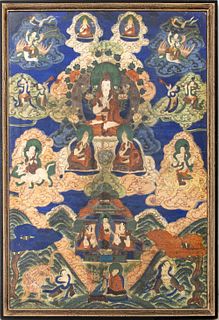 Sino-Tibetan Thangka Framed, 19th century