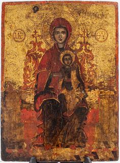 Peruvian Cusco 'Virgin and Child Enthroned' Icon