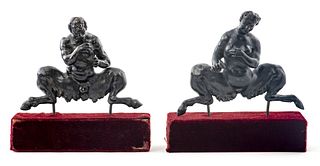 Grand Tour Bronze Satyrs on Stands, Pair