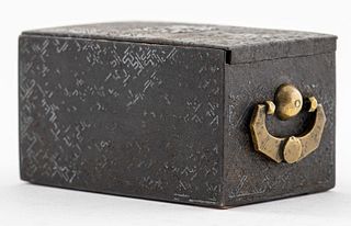 Korean Joseon Silver-Inlaid Iron Tobacco Box