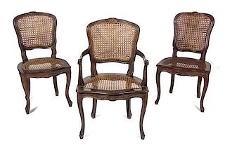 A Set of Ten Louis XV Style Dining Chairs Height 36 inches.