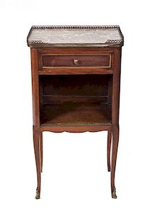 A Louis XV Style Mahogany Side Table Height 29 x width 15 x depth 9 1/2 inches.