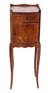 A Louis XV Style Marquetry Side Table Height 30 x width 10 x depth 8 1/2 inches.