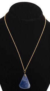 14K Yellow Gold Lapis Lazuli Pendant Necklace
