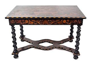 An Anglo-Dutch Marquetry Center Table Height 29 x width 45 x depth 29 1/2 inches.