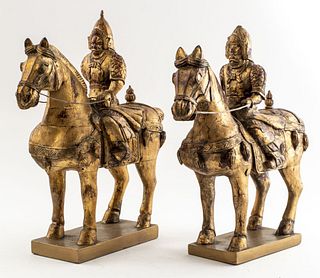 Chinese Gilt Qin Dynasty Manner Horse And Rider, 2