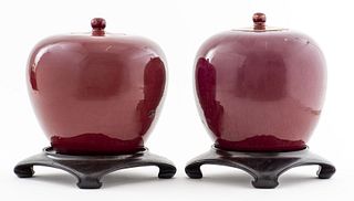 Two Chinese Flambe Lidded Jars, 19th / 20th C